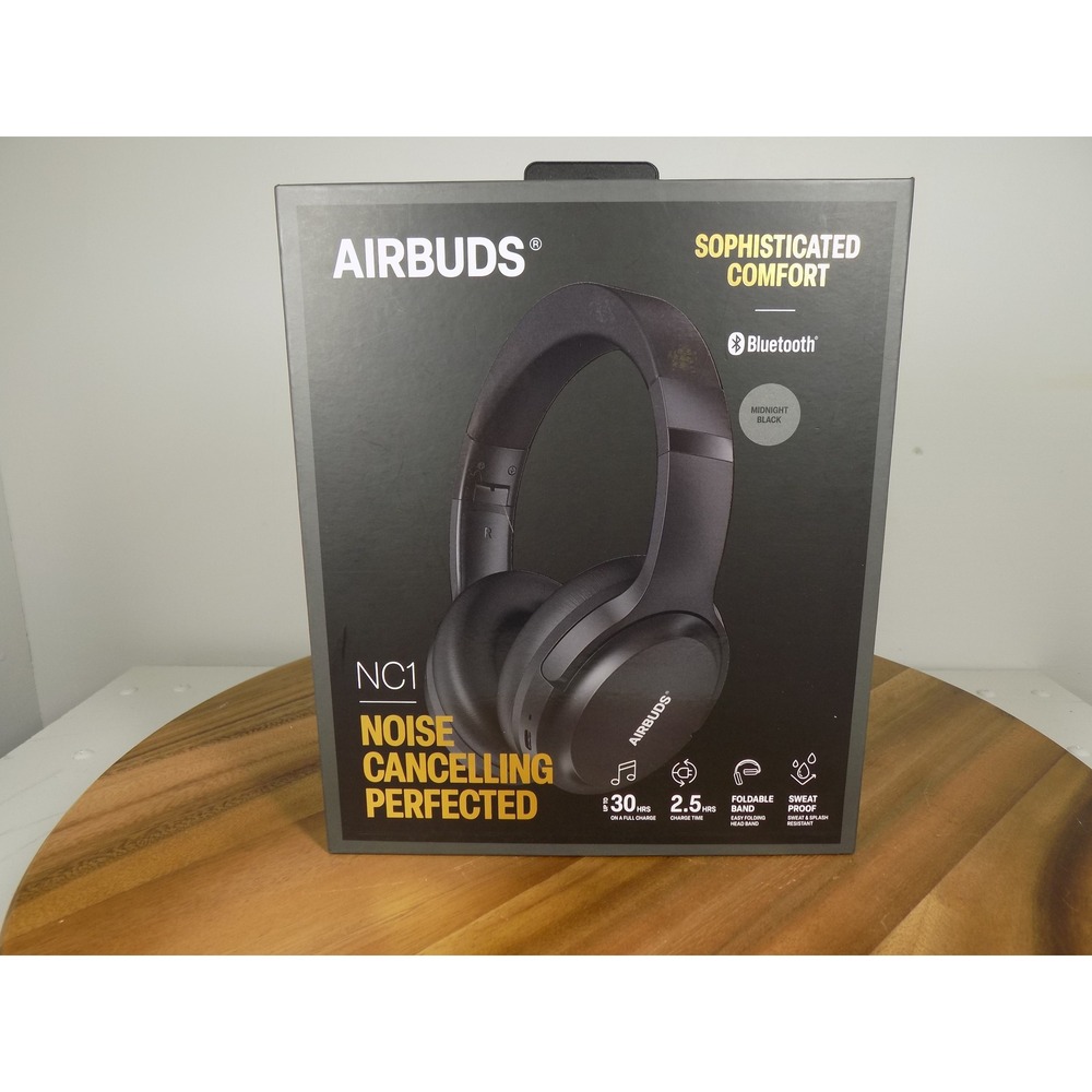 Airbuds NC1 Noise Cancelling Bluetooth Headphones Midnight Black 2G Foldable
